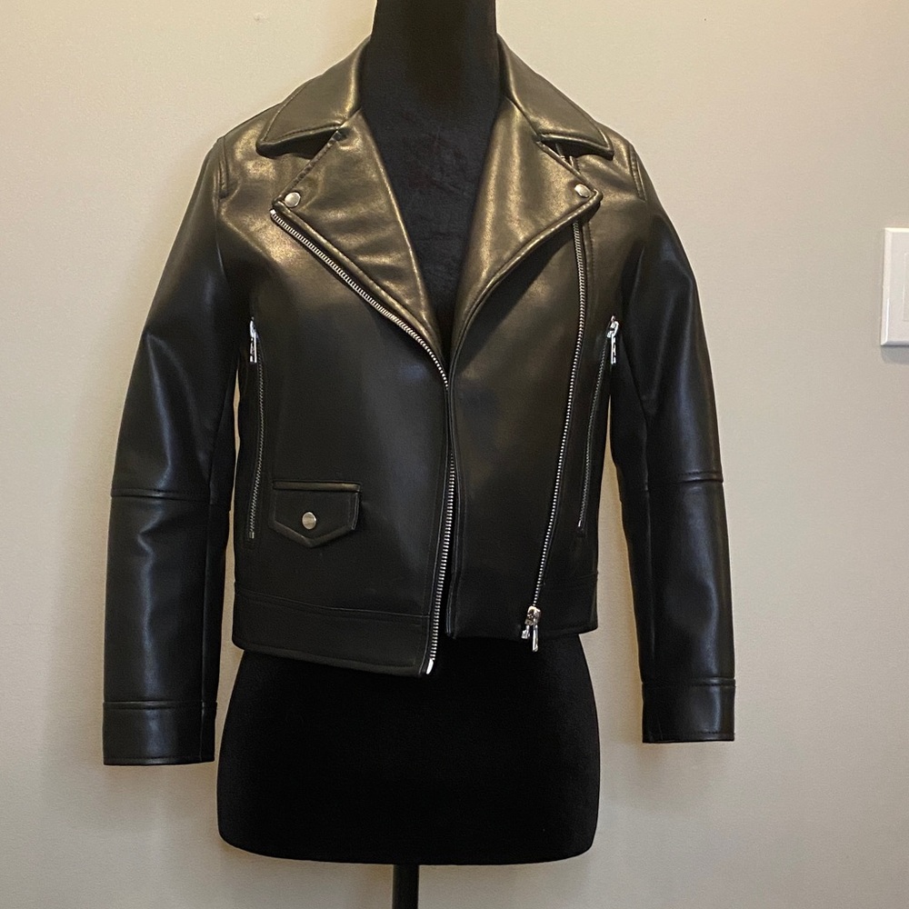 Faux leather kids moto jacket from Zara